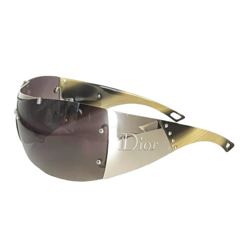 Vintage Dior Ski Rimless Shield Sunglasses in Brown / Silver | NITRYL