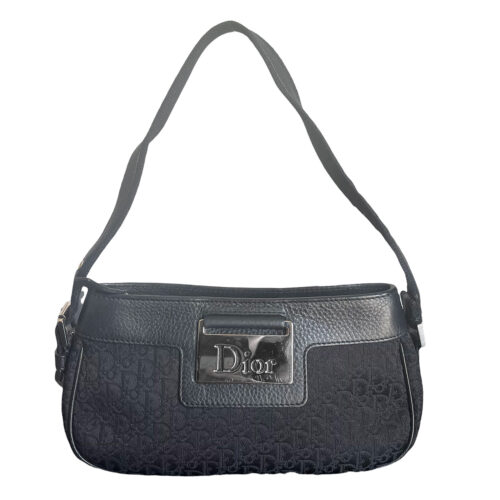 Vintage Dior Monogram Mini Baguette Bag in Black / Silver | NITRYL