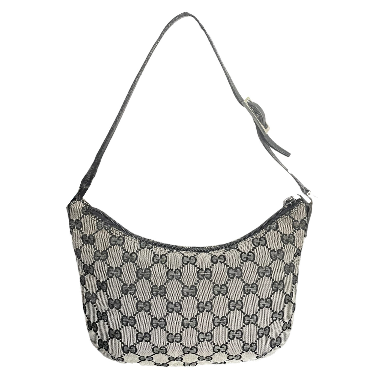 Vintage Gucci Monogram Crescent Shoulder Bag in Grey / Black | NITRYL