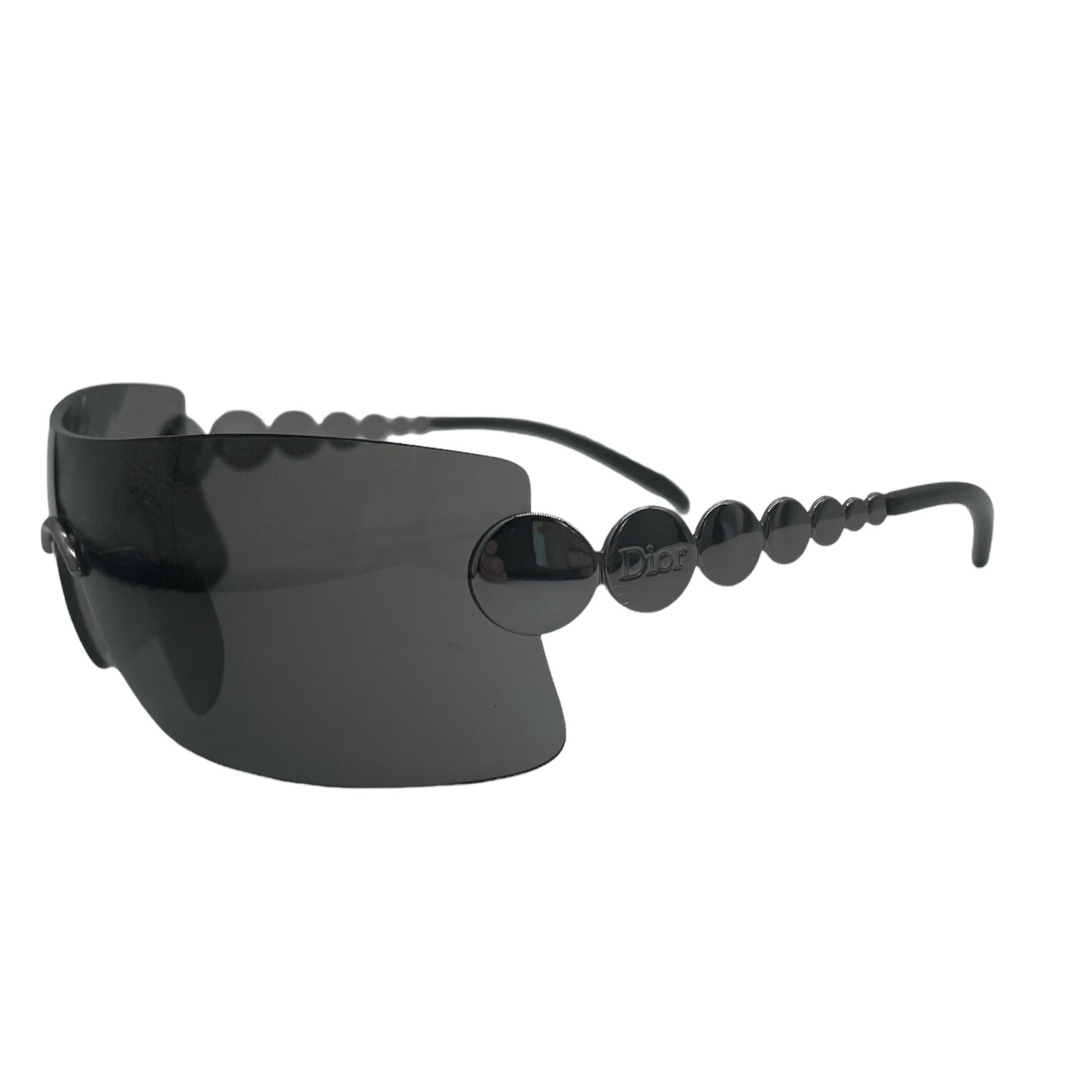 Vintage Dior Millennium Rimless Shield Sunglasses in Grey / Black | NITRYL