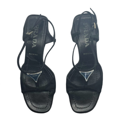 Vintage Prada Strappy Logo Sandals in Black UK 4 | NITRYL