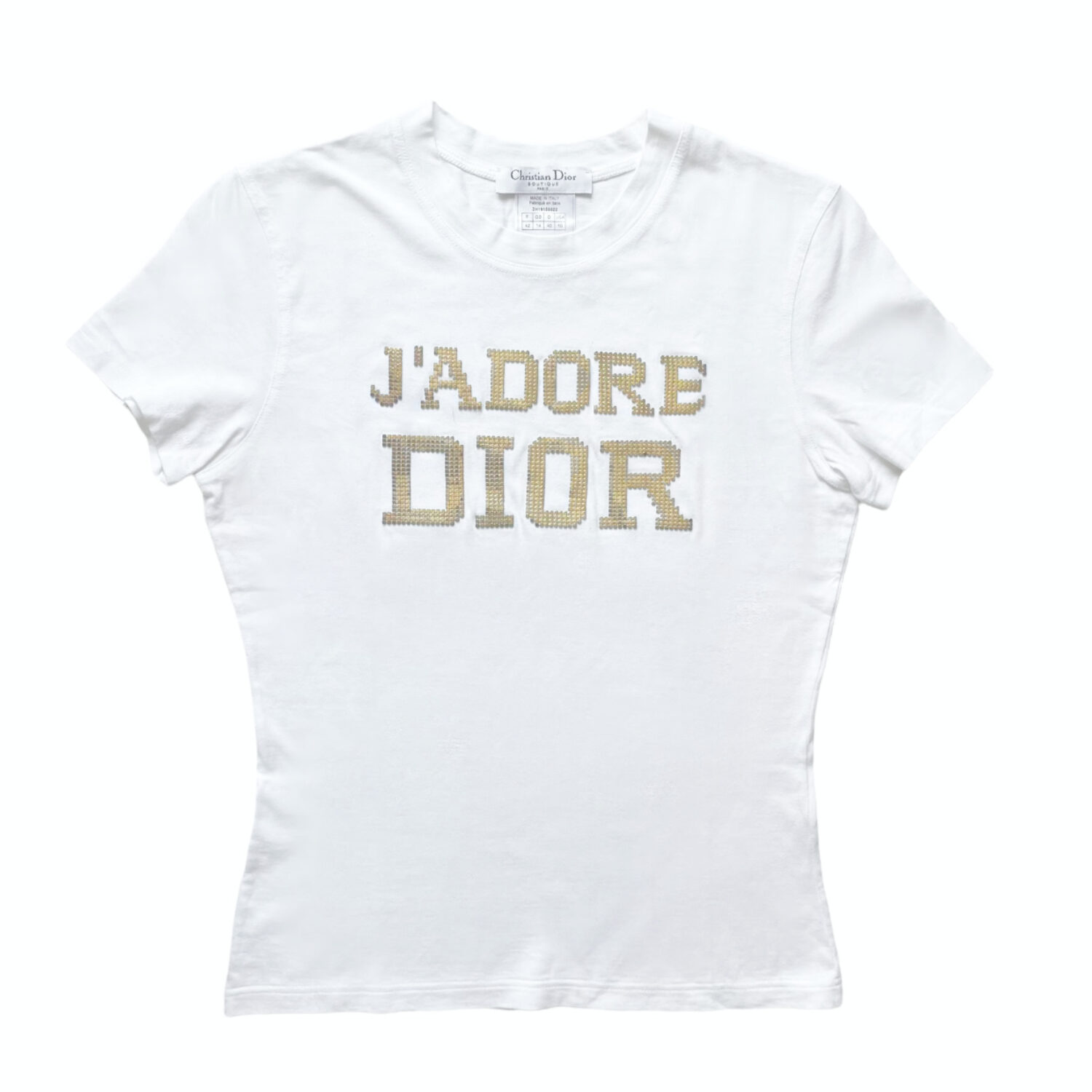 Vintage Dior 'J'Adore Dior' T Shirt in White / Gold | NITRYL