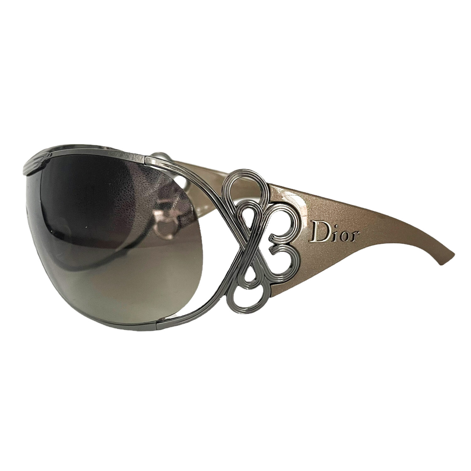 Vintage Dior Decorative Shield Sunglasses in Gold | NITRYL