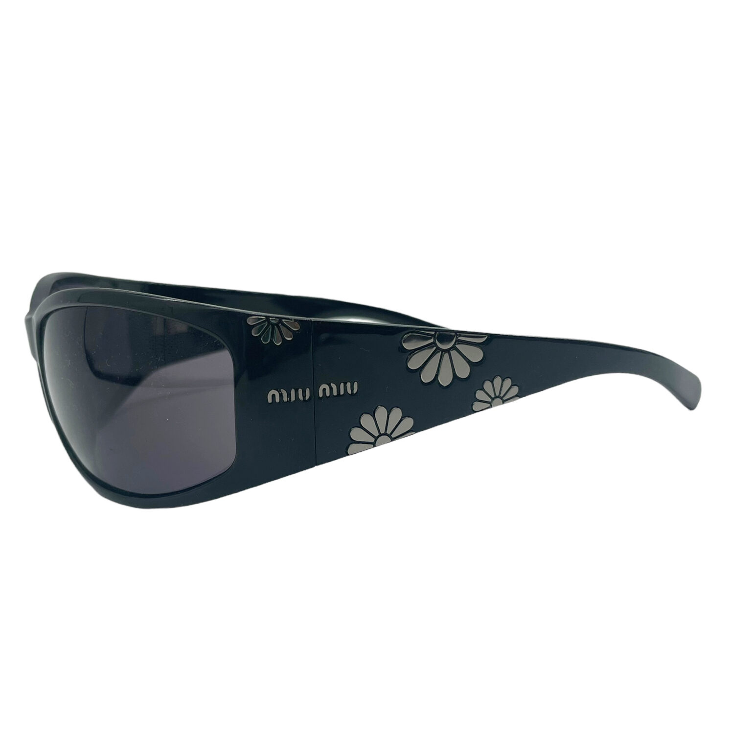Vintage Miu Miu Chunky Flower Sunglasses in Black / Silver | NITRYL