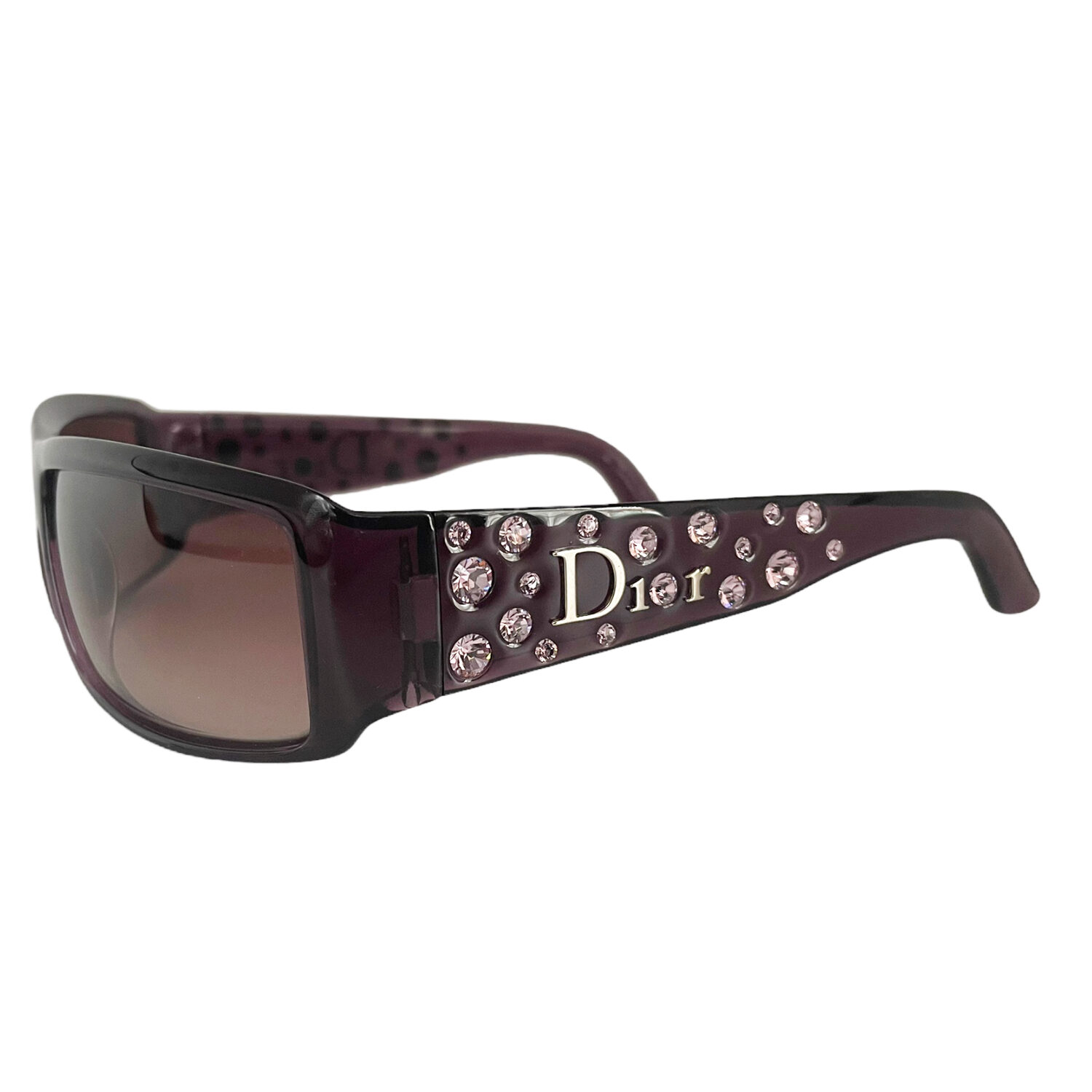 Vintage Dior Crystal Sparkling Chunky Sunglasses in Pink | NITRYL