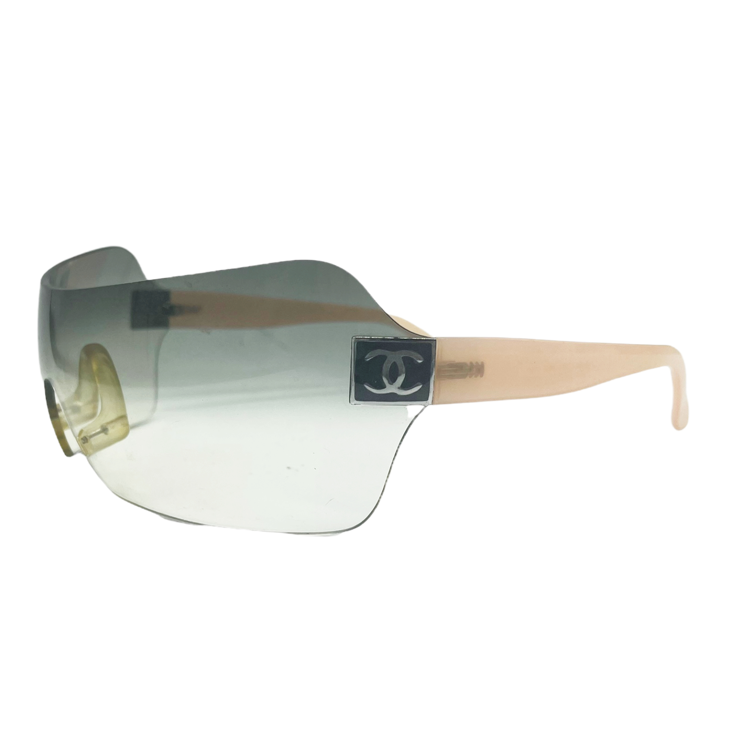 Chanel Rimless Logo Shield Sunglasses in Baby Pink Nitryl