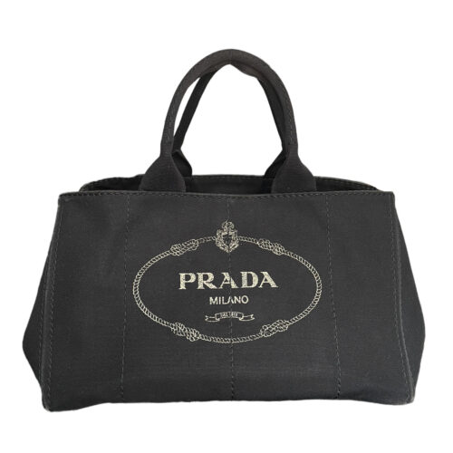 Vintage Prada Canvas Canapa Tote Bag in Black | NITRYL