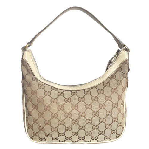 Vintage Gucci Monogram Hobo Shoulder Bag in Beige / Cream | NITRYL