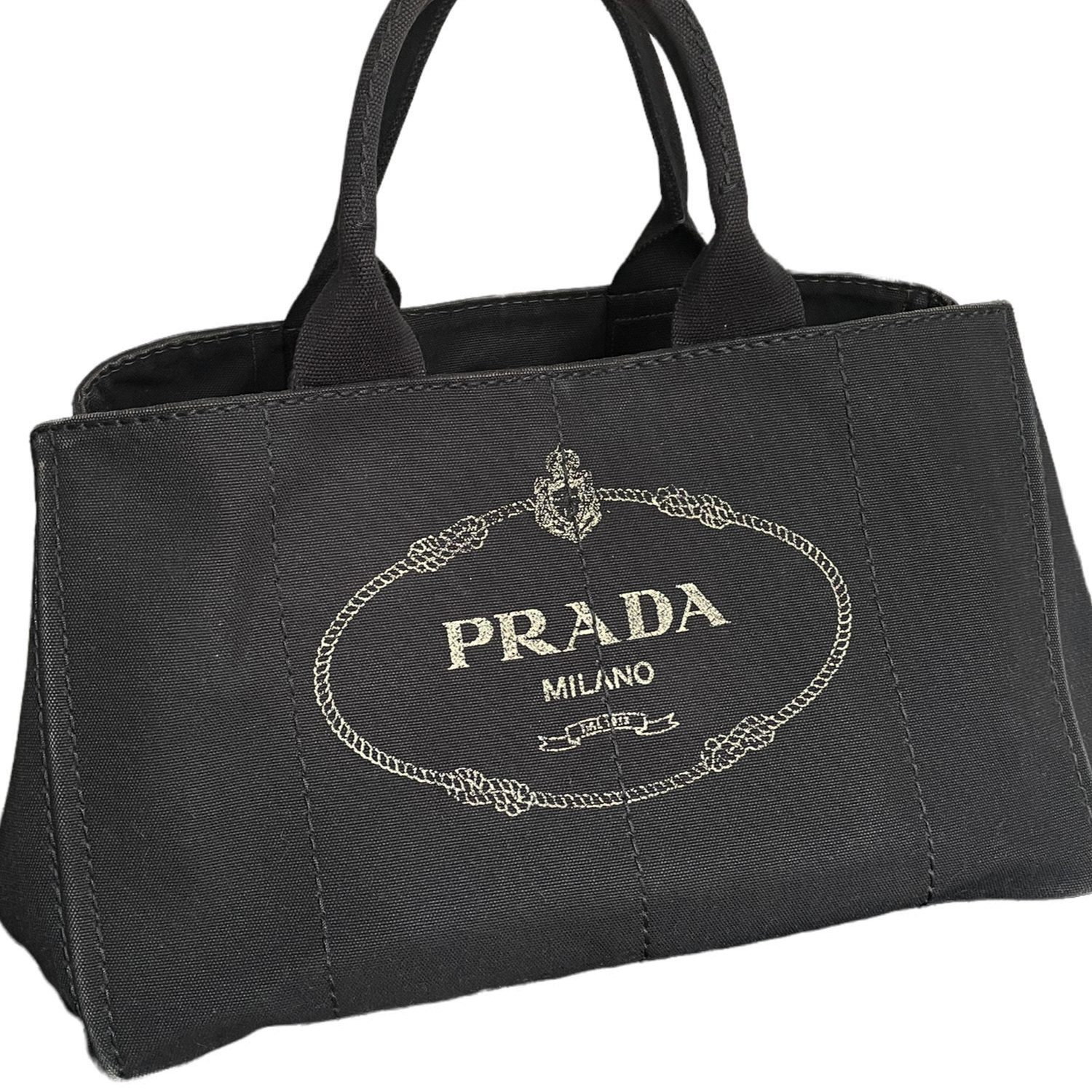 Prada Canvas Canapa Tote Bag in Black Nitryl