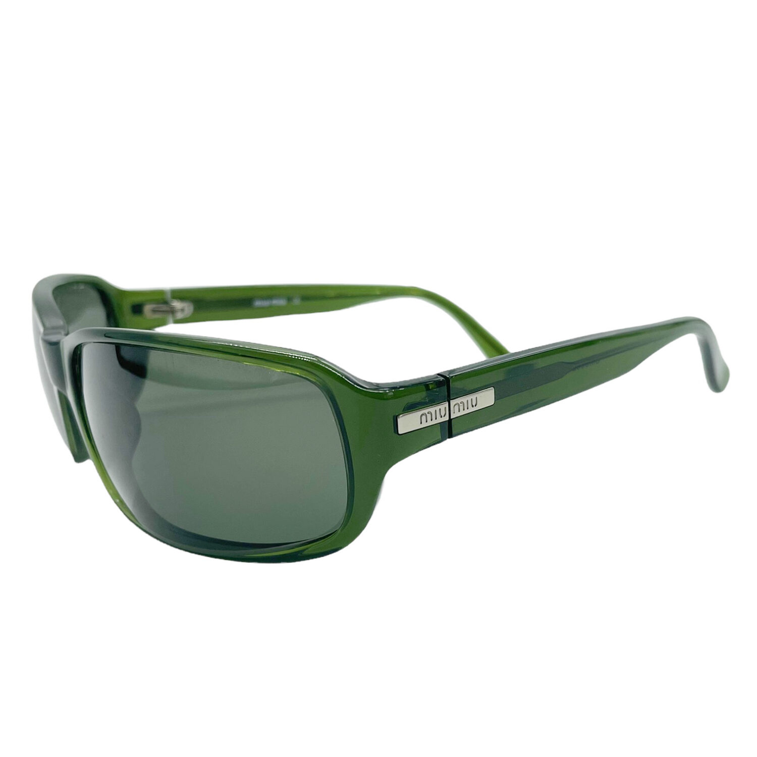 Vintage Miu Miu Chunky Clear Sunglasses in Green | NITRYL