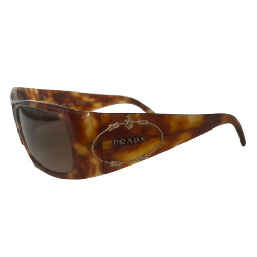 Vintage Prada Logo Chunky Sunglasses in Tortoiseshell Brown | NITRYL