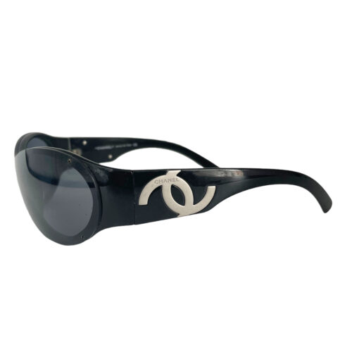 Vintage Chanel Chunky Logo Sunglasses in Black / Silver | NITRYL