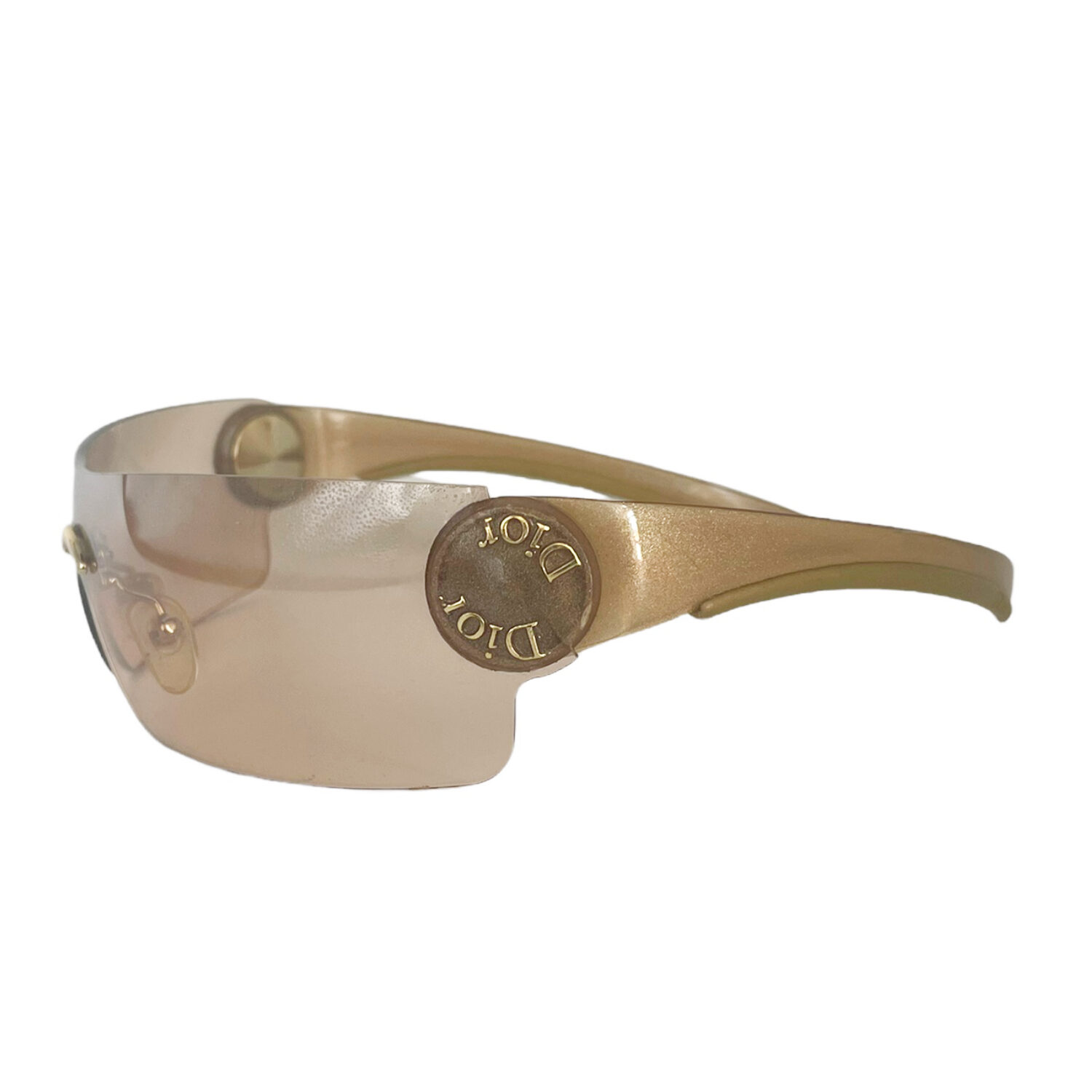 Vintage Dior Rimless Shield Sunglasses in Gold | NITRYL