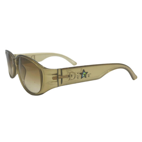 Vintage Dior Chunky Crystal Star Logo Sunglasses in Beige / Gold | NITRYL