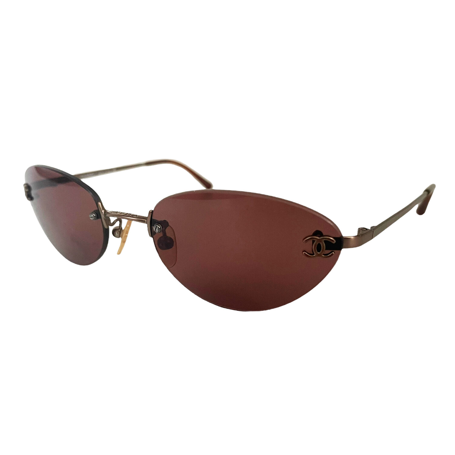 Vintage Chanel Rimless Tinted Sunglasses in Brown | NITRYL