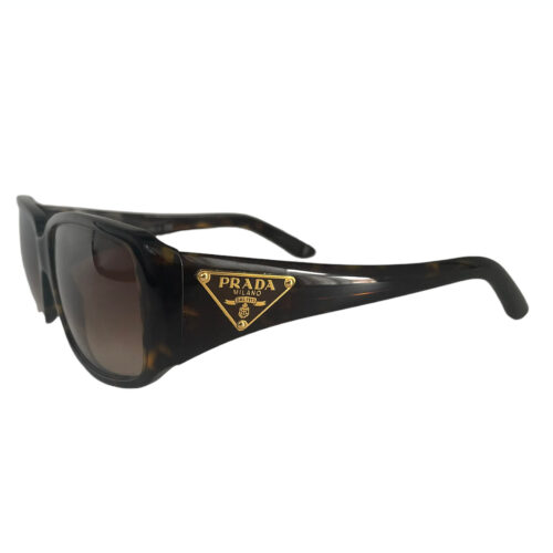 Vintage Prada Chunky Logo Tortoiseshell Sunglasses in Brown / Gold | NITRYL