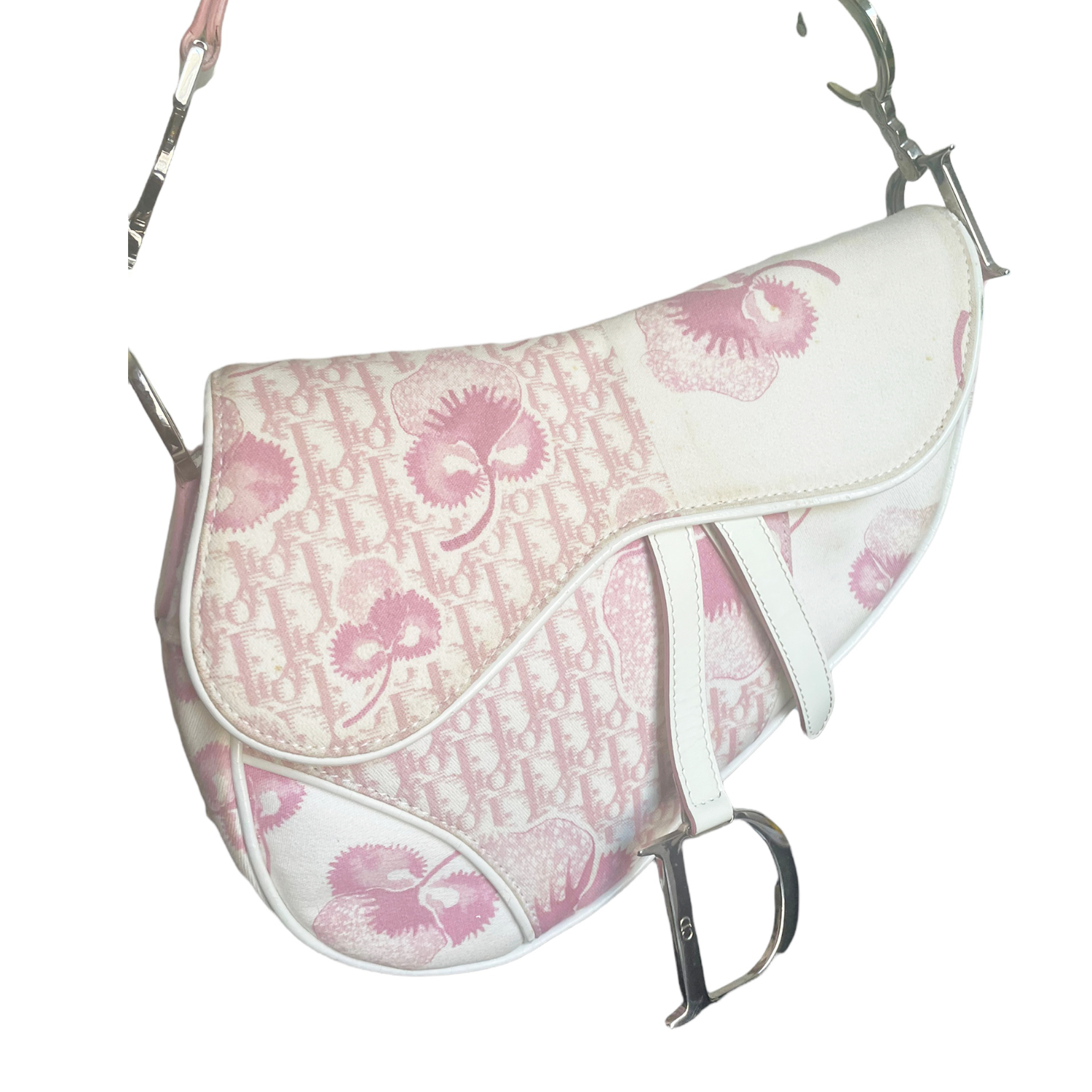 Dior Floral Cherry Blossom Saddle Bag in Baby Pink