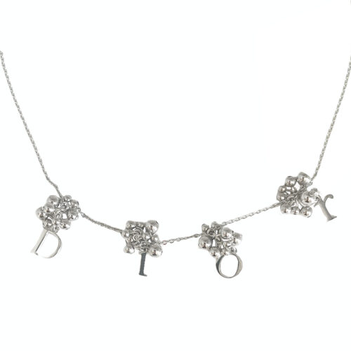 Vintage Dior Spellout Bauble Necklace in Silver | NITRYL