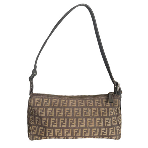 Vintage Fendi Monogram Mini Shoulder Baguette Bag in Brown | NITRYL