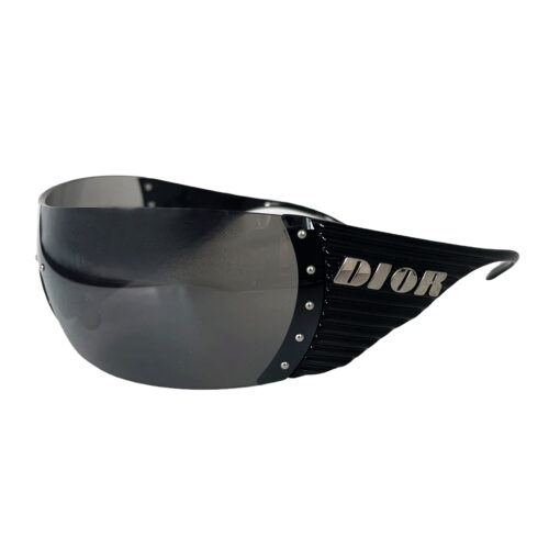 Vintage Dior Rimless Bike Shield Sunglasses in Black / Silver | NITRYL
