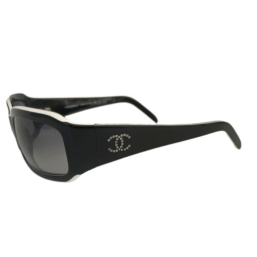 Vintage Chanel Diamante Chunky Sunglasses in Black / White | NITRYL