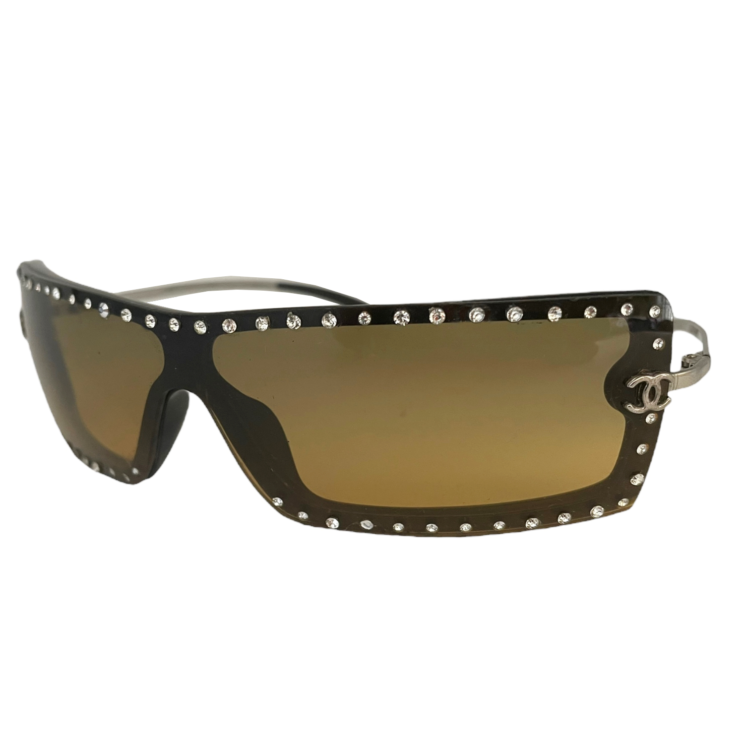 Chanel Diamante Visor Sunglasses in Brown Nitryl