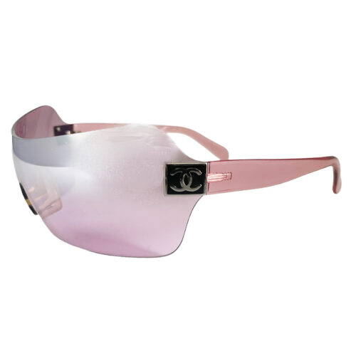 Vintage Chanel Rimless Logo Shield Sunglasses in Pink | NITRYL