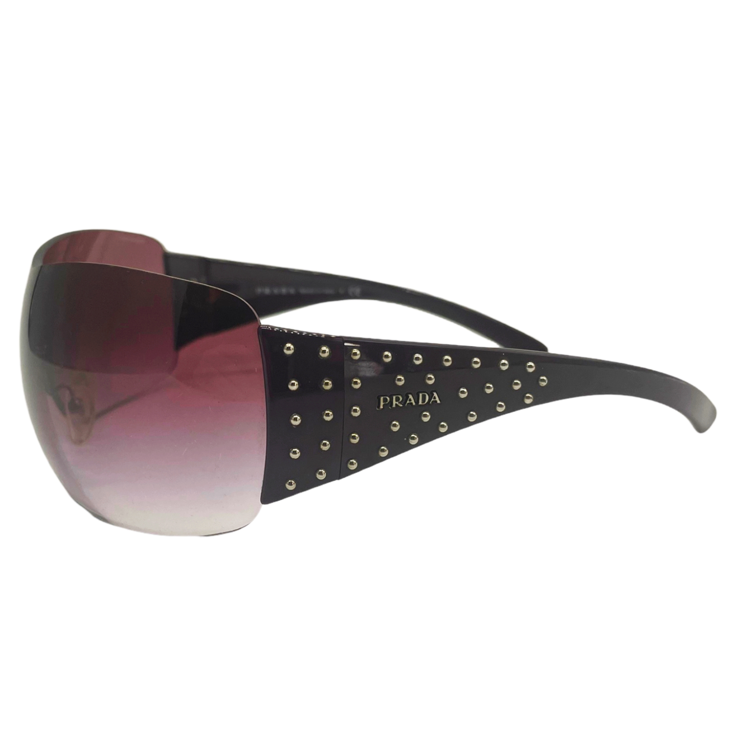 Awesome peppermint Laziness Prada Rimless Studded Shield Sunglasses in Purple – Nitryl
