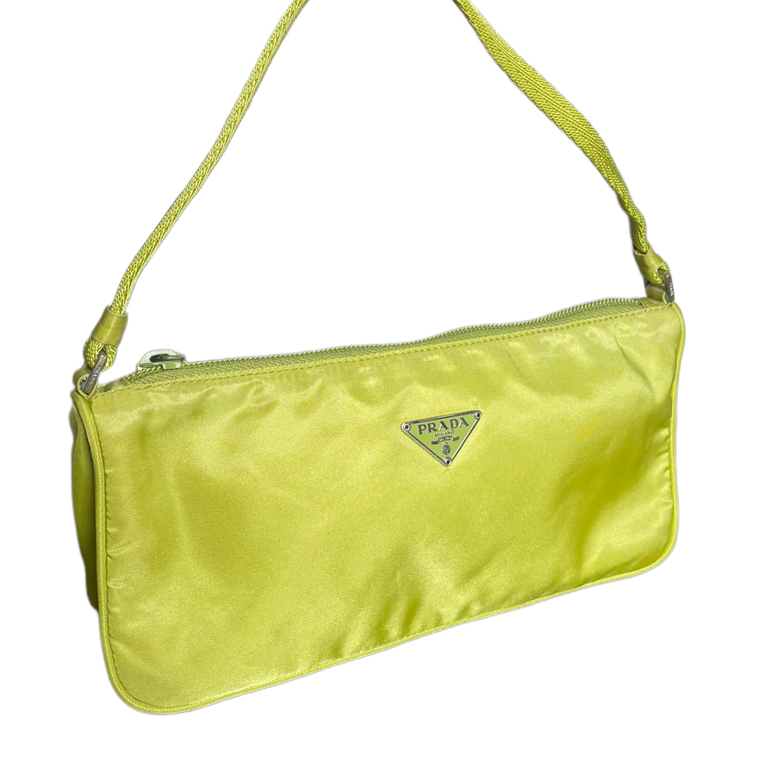 Prada Lime Green Nylon Shoulder Bag