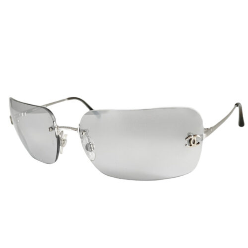 Vintage Chanel Rimless Mirrored Sunglasses in Grey / Silver | NITRYL