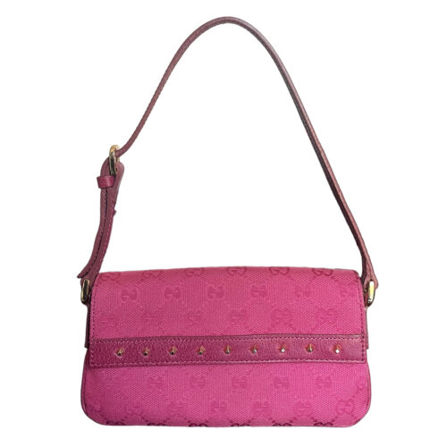 Vintage Gucci Monogram Mini Shoulder Bag in Pink / Gold | NITRYL