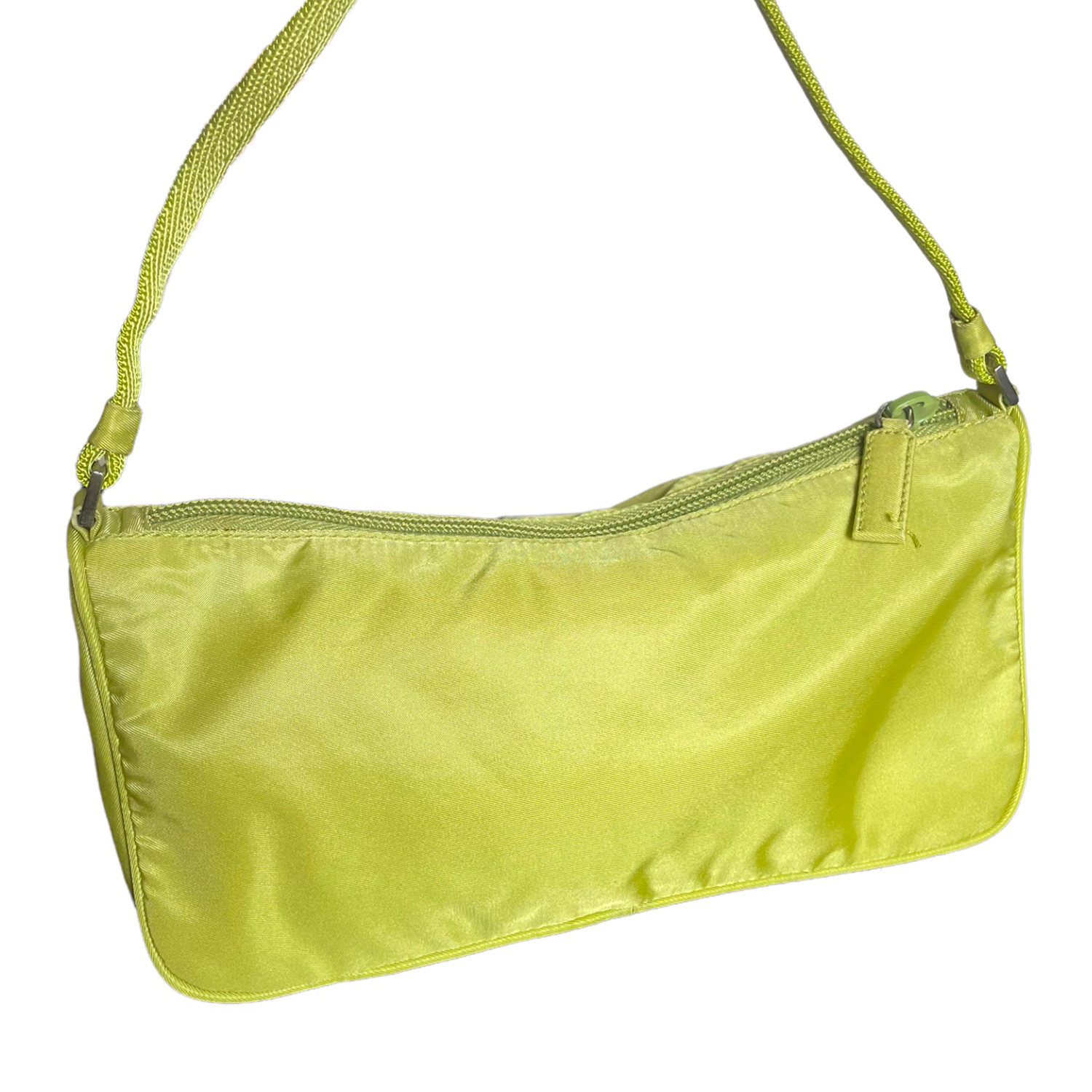 Prada Nylon Baguette Shoulder Bag in Lime Green