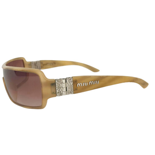 Vintage Miu Miu Chunky Shield Sunglasses in Beige | NITRYL