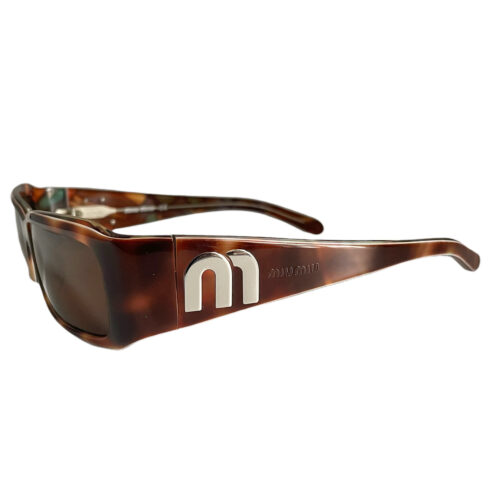 Vintage Miu Miu Chunky Logo Sunglasses in Tortoiseshell Brown / Silver | NITRYL