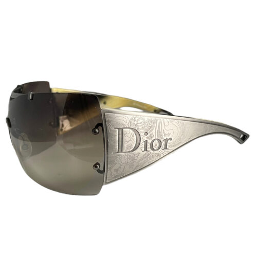 Vintage Dior Rimless Western Shield Sunglasses in Silver / Brown | NITRYL