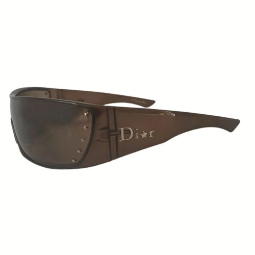 Vintage Dior Star Logo Chunky Shield Sunglasses in Brown | NITRYL