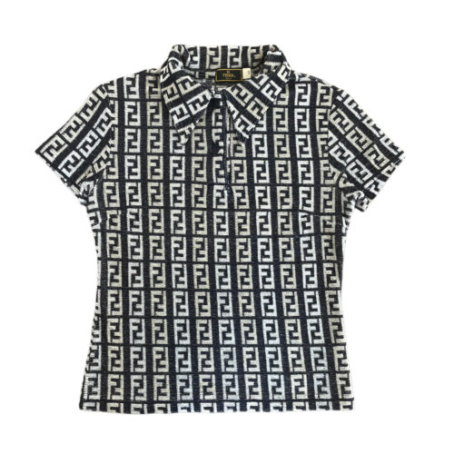 Vintage Fendi Monogram Terrycloth Polo Shirt Size S | NITRYL