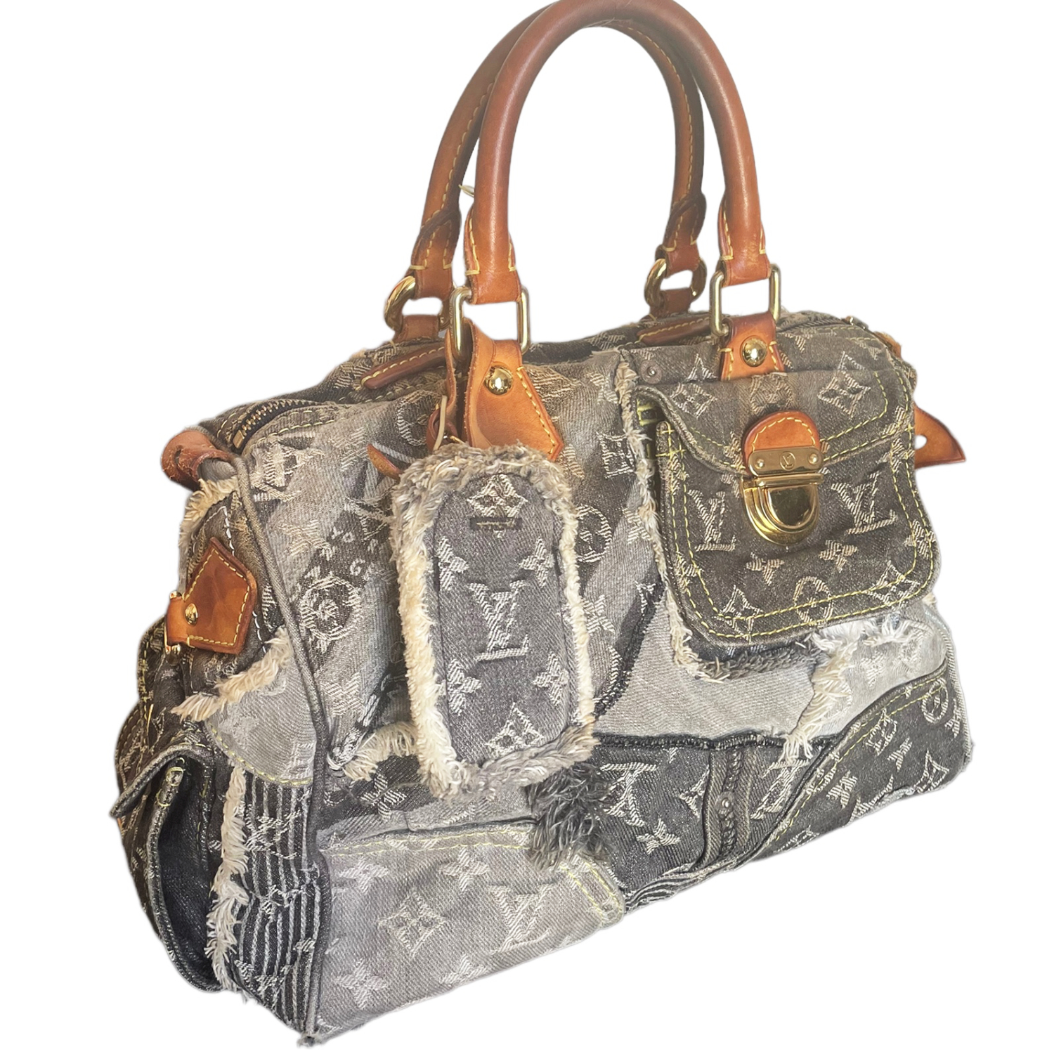 LOUIS VUITTON Denim Patchwork Speedy 30 Grey 655633