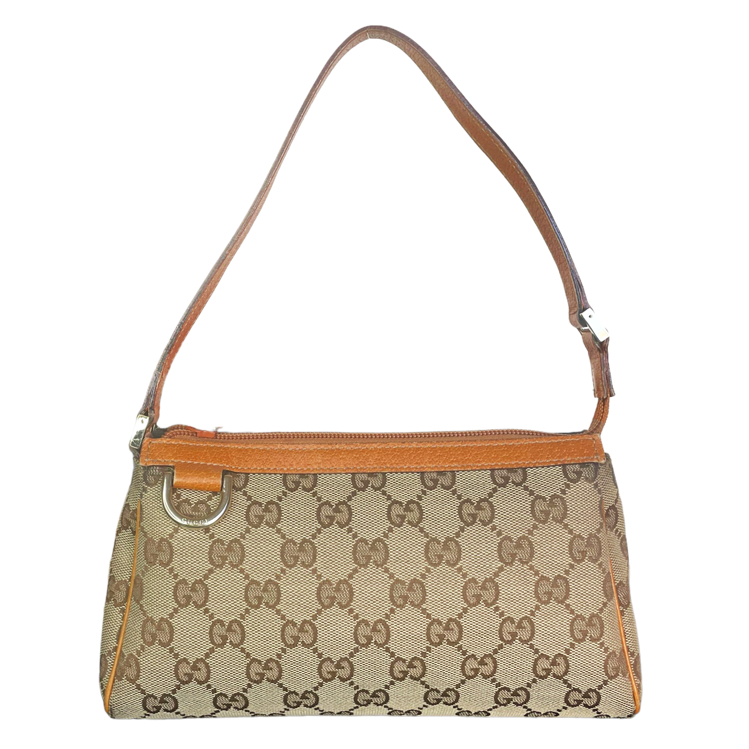 AUTH Vintage Gucci Boat Pochette Mini Shoulder Bag Tan / Brown Monogram  $1350 