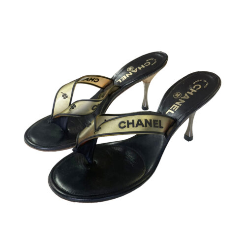 Vintage Chanel Rubber Heels in Black UK 4 | NITRYL