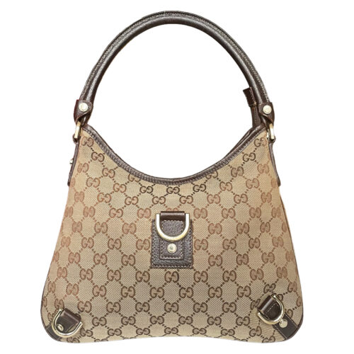Vintage Gucci Monogram Shoulder Bag in Beige / Brown | NITRYL