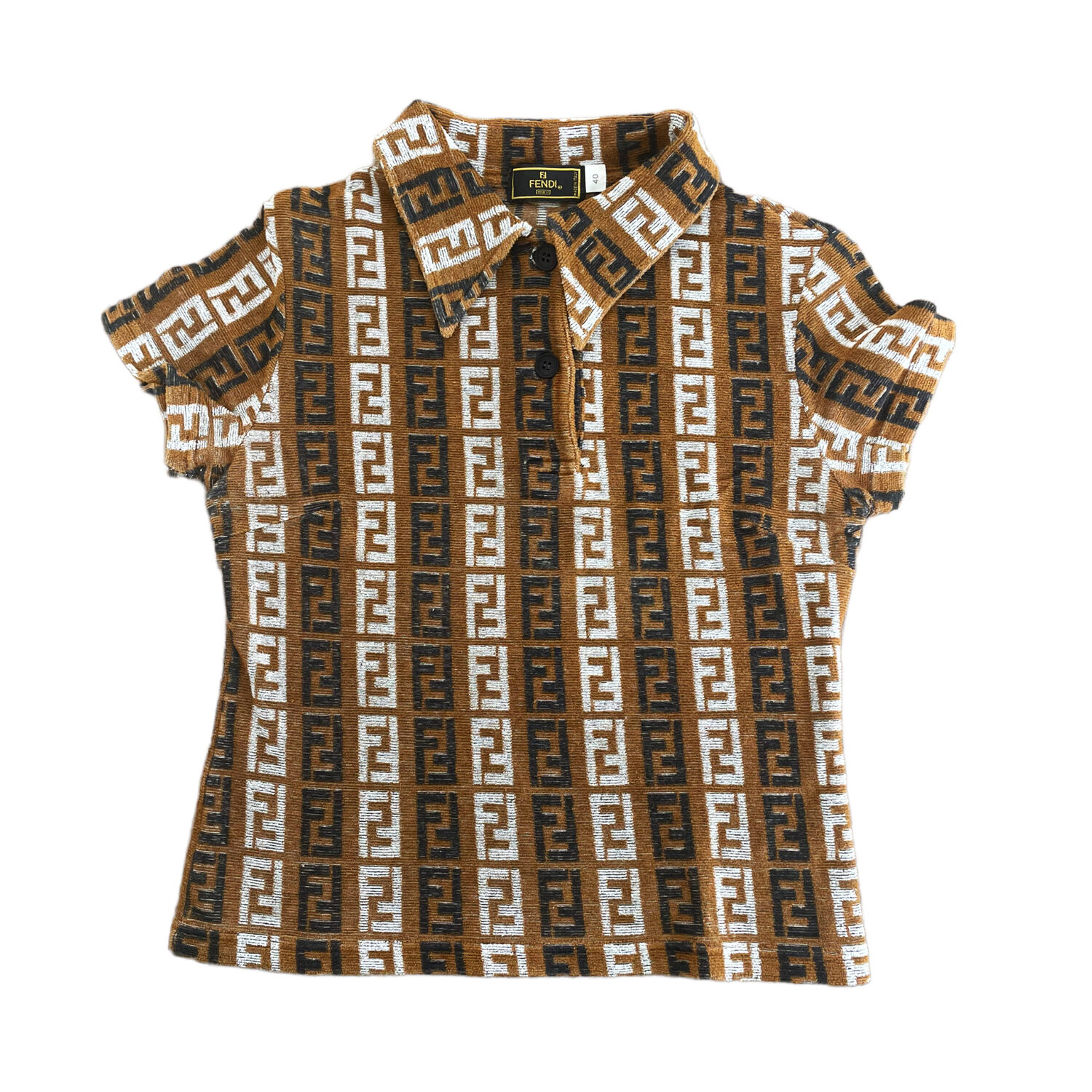 Vintage Fendi Monogram Terrycloth Polo Shirt Size S | NITRYL