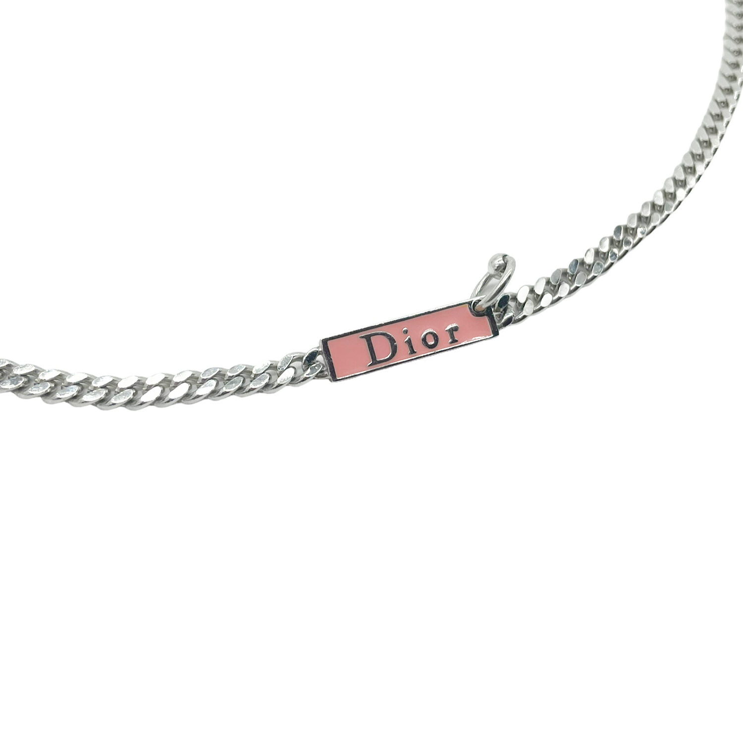 Vintage Dior Piercing Choker Necklace in Baby Pink / Silver | NITRYL