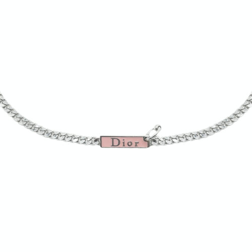 Vintage Dior Piercing Choker Necklace in Baby Pink / Silver | NITRYL
