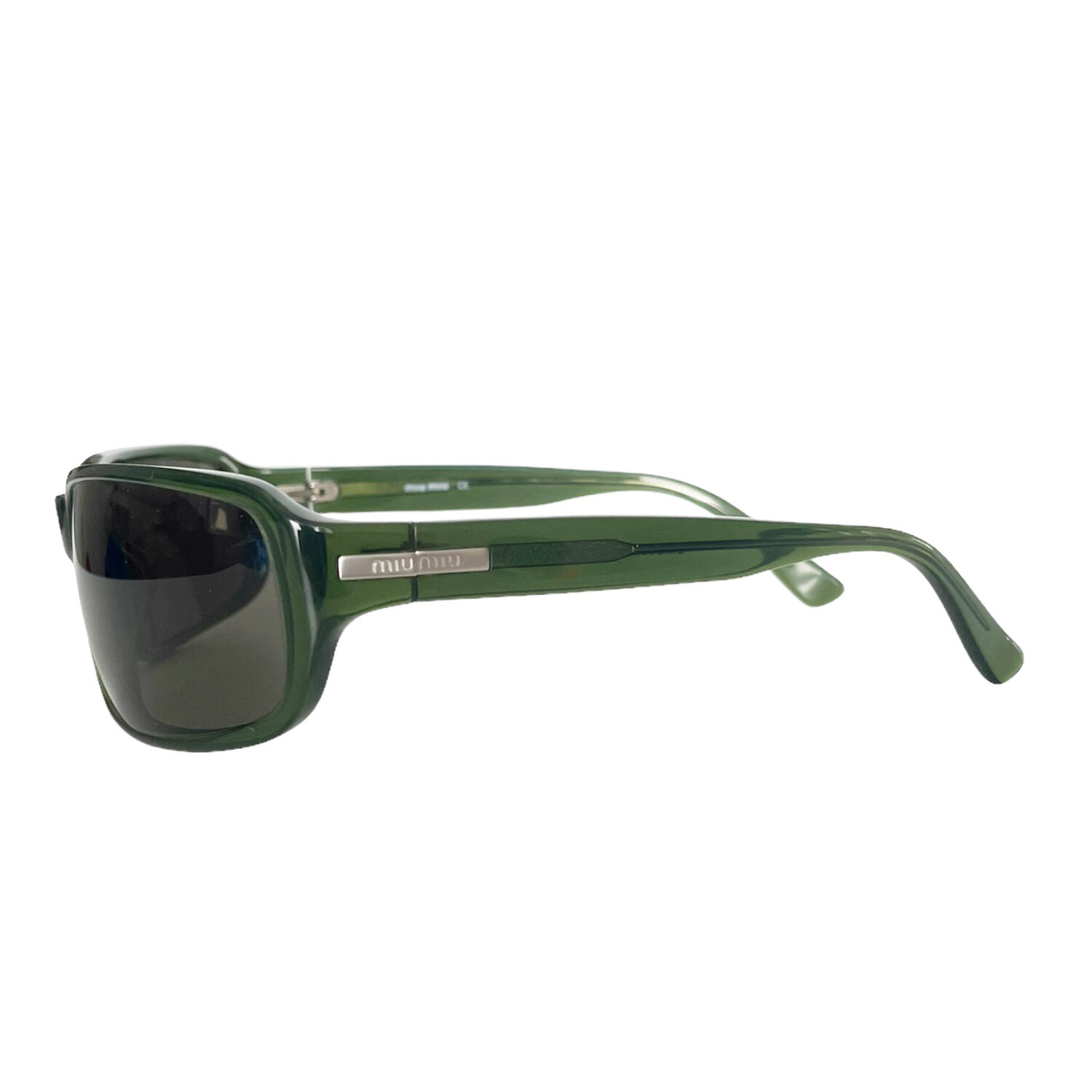 Vintage Miu Miu Chunky Sunglasses in Green / Silver | NITRYL