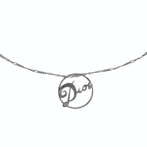 Vintage Dior Cursive Logo Necklace in Silver | NITRYL