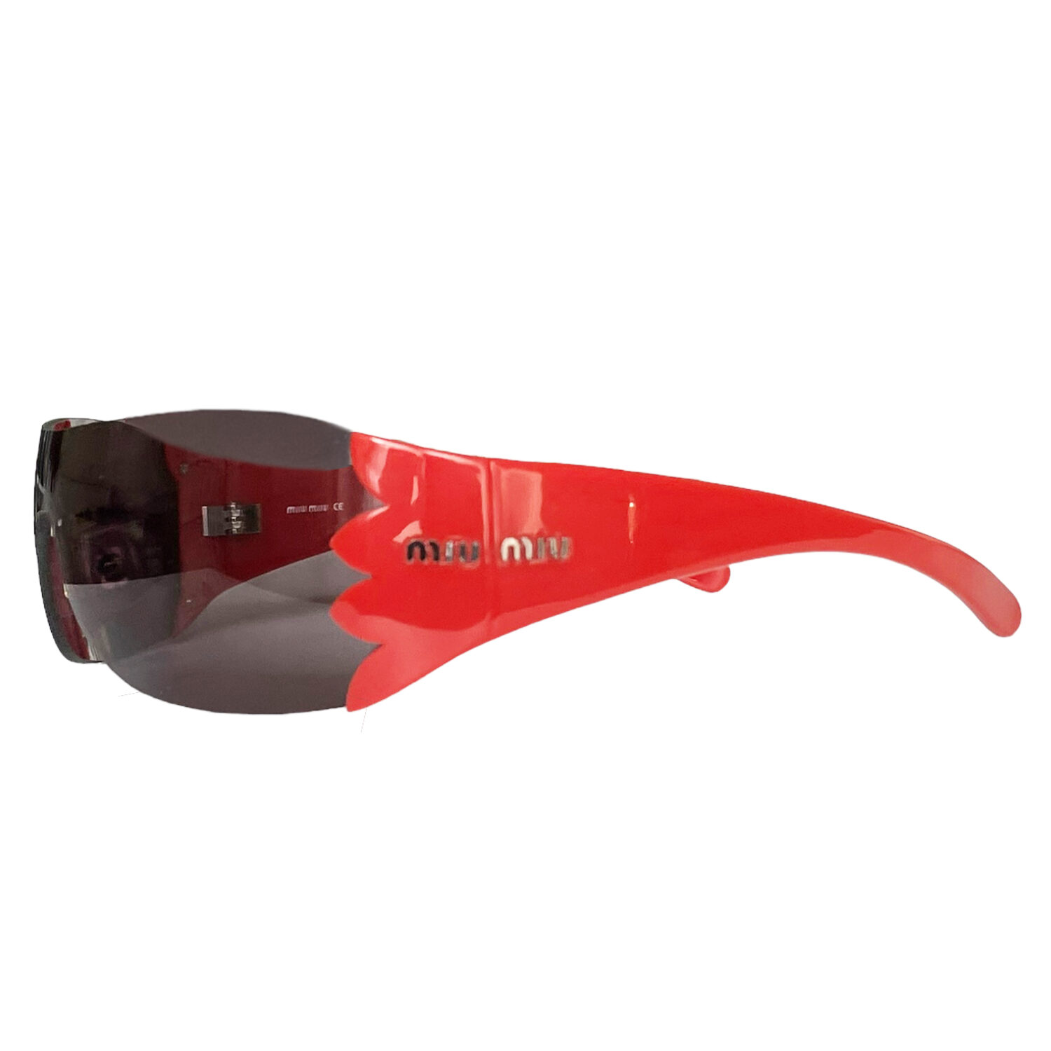 Vintage Miu Miu Petal Shield Sunglasses in Red / Black | NITRYL