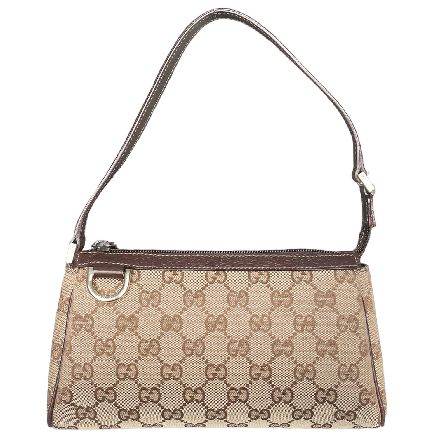 Gucci Monogram Mini Pochette Shoulder Bag in Beige / Brown