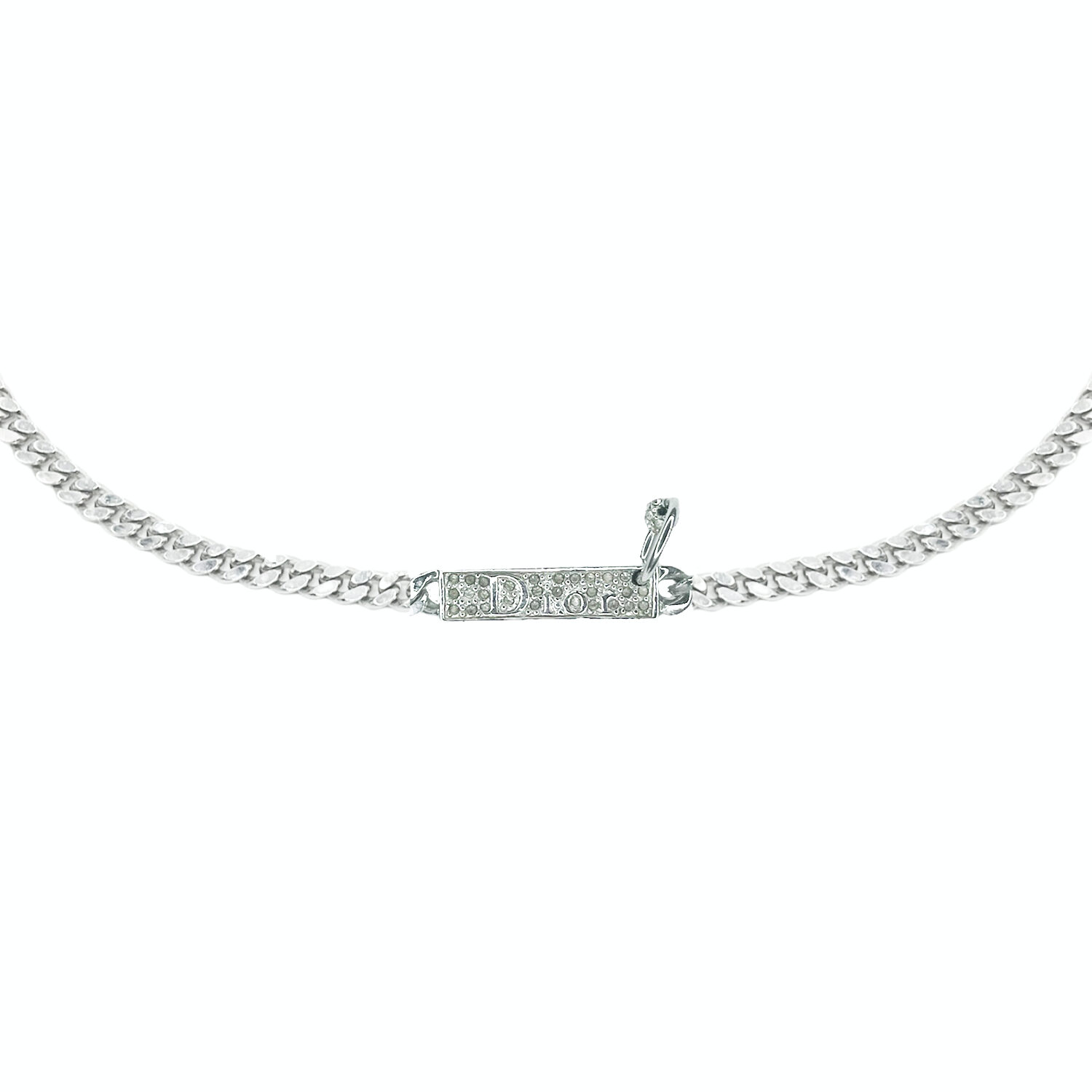 Vintage Dior Diamante Piercing Choker Necklace in Silver | NITRYL