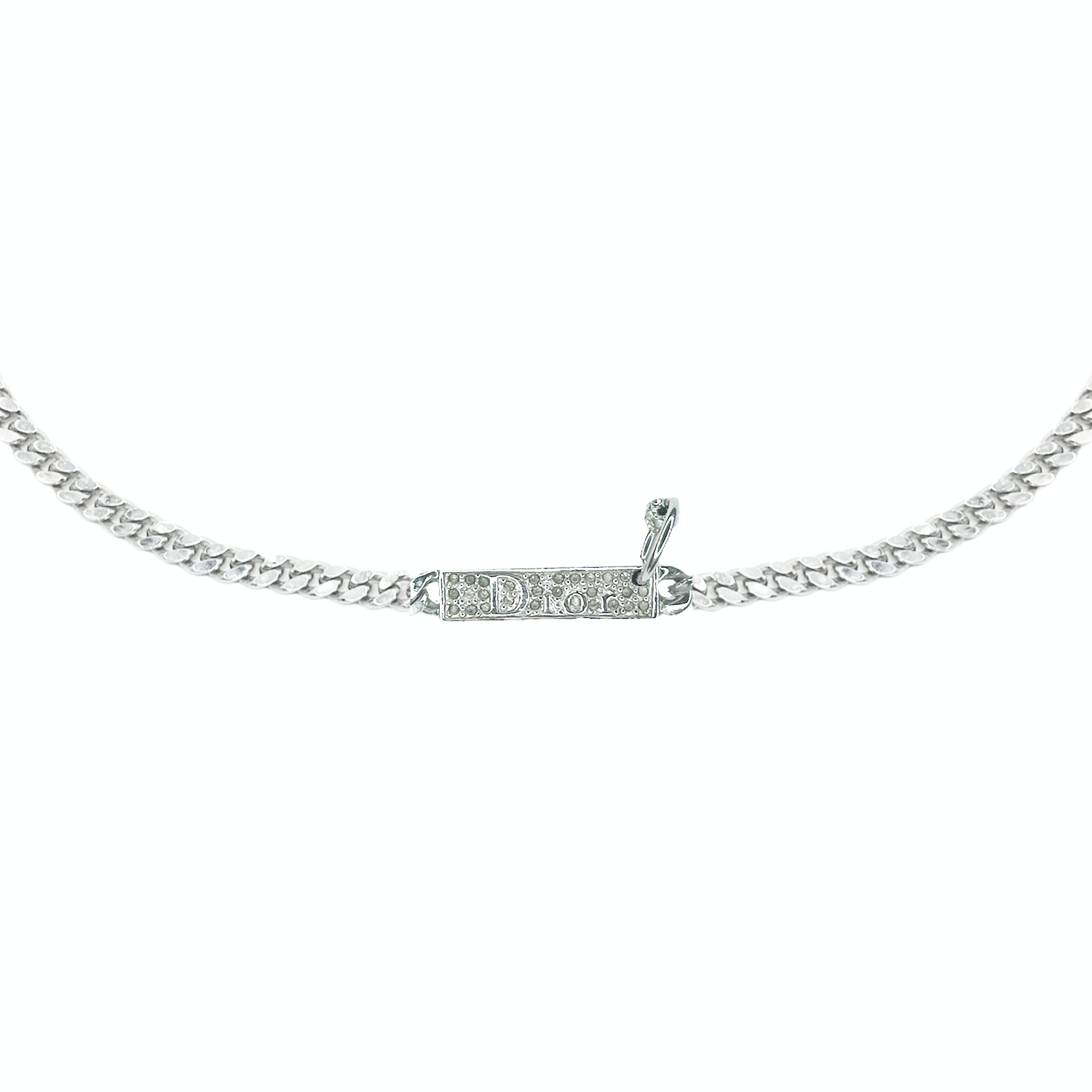 Dior Diamante Piercing Choker Necklace in Silver